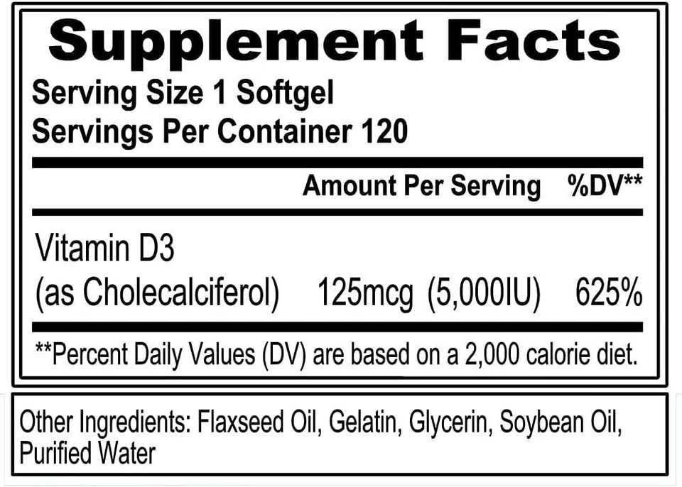 Evlution Nutrition Vitamin D3, 5000 Iu High Potency, Bone And Joint Support Immune System Health, Non-Gmo And Gluten-Free, Value Size (120 Servings)