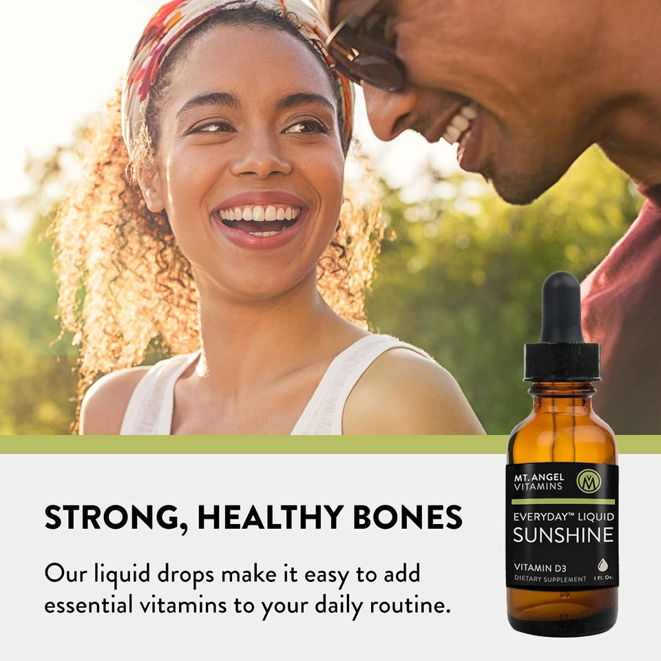 Mt. Angel Vitamins Everyday Liquid Sunshine - Liquid Vitamin D Drops - Easy-To-Use Vitamin D3 Drops With Natural Lemon Flavor (Non-Gmo, Vegan, Soy-Free, Gluten-Free) Made In The Usa -1400 Serv/Bottle