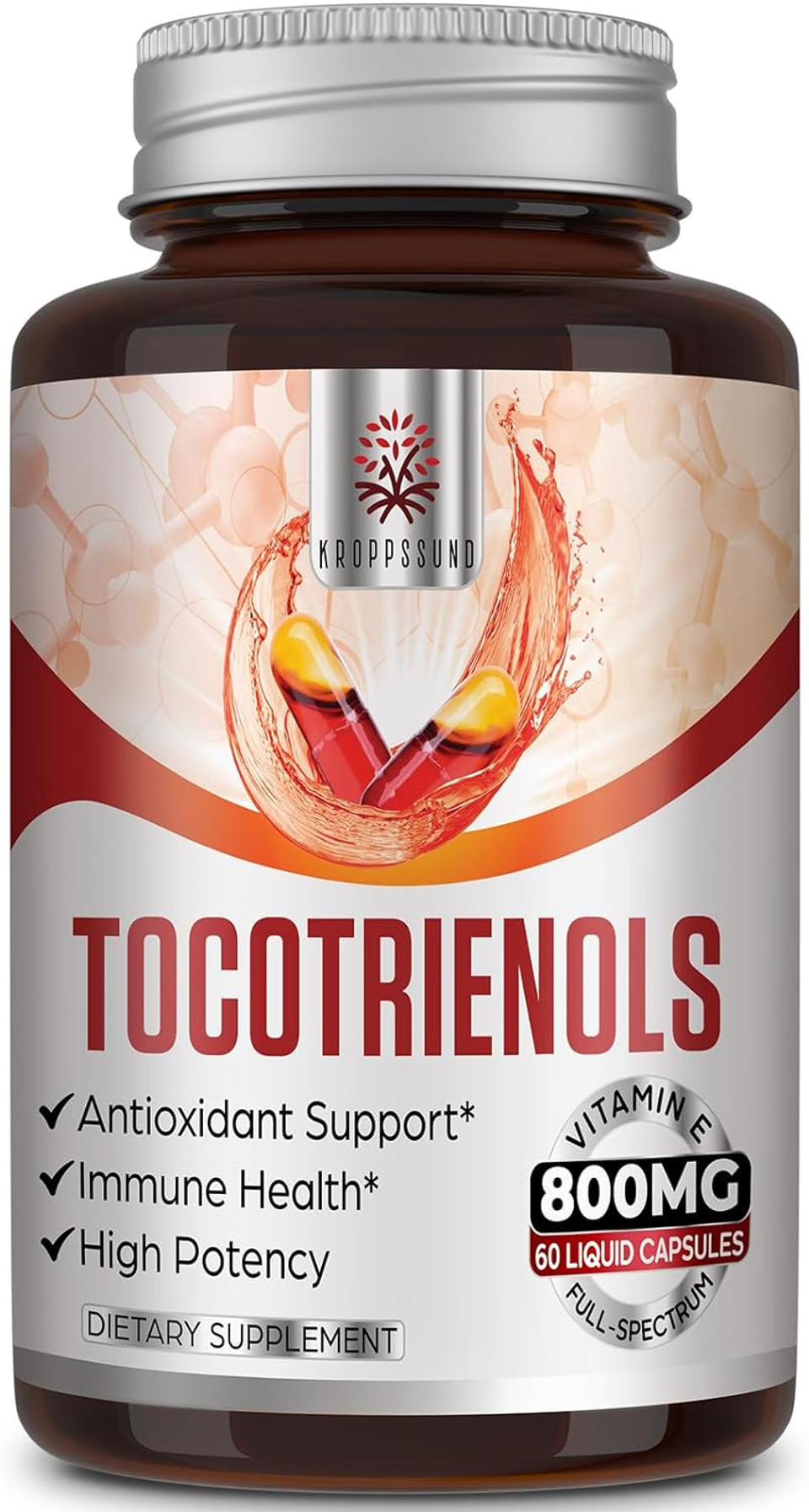 Tocotrienol Supplement Full Spectrum, Cutting-Edge Fusion Technology, Tocotrienol Vitamin E-Tocotrienols 800Mg,Powerful Antioxidant,Cardiovascular,Highest Absorption Rate - 60 Liquid-Filled Capsules