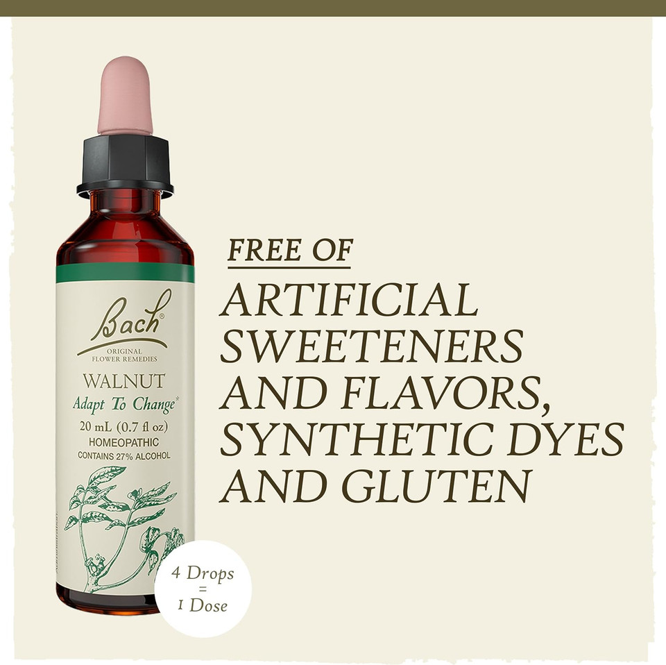 Bach Original Flower Remedies 3-Pack, "Adapt To Change"- Walnut, Mimulus, Star Of Bethlehem, Homeopathic Flower Essences, Vegan, 20Ml Dropper X3, Empty Mixing Bottle X1