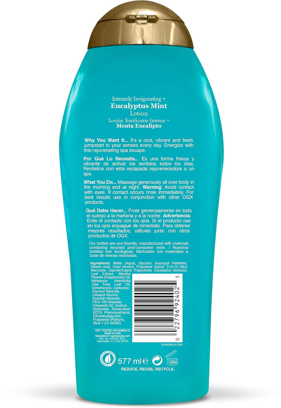 Ogx Intensely Invigorating + Eucalyptus Mint Body Lotion, 19.5 Fl Oz (Pack Of 1)