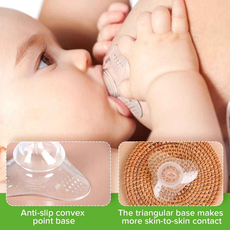 haakaa Nipple Shield Orthodontic Teat for Cracked Flat Inverted Nipple and Latch On Difficulties to Help Mums Continue Breastfeeding (Triangle Base, 1pk)