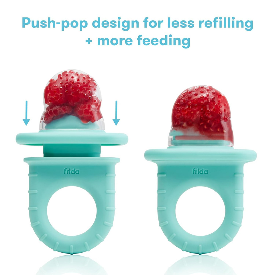 Frida Baby Push Pop Feeder | Fresh + Frozen Food Silicone Feeder For Babies, Safely Introduce New Foods, Dishwasher Safe