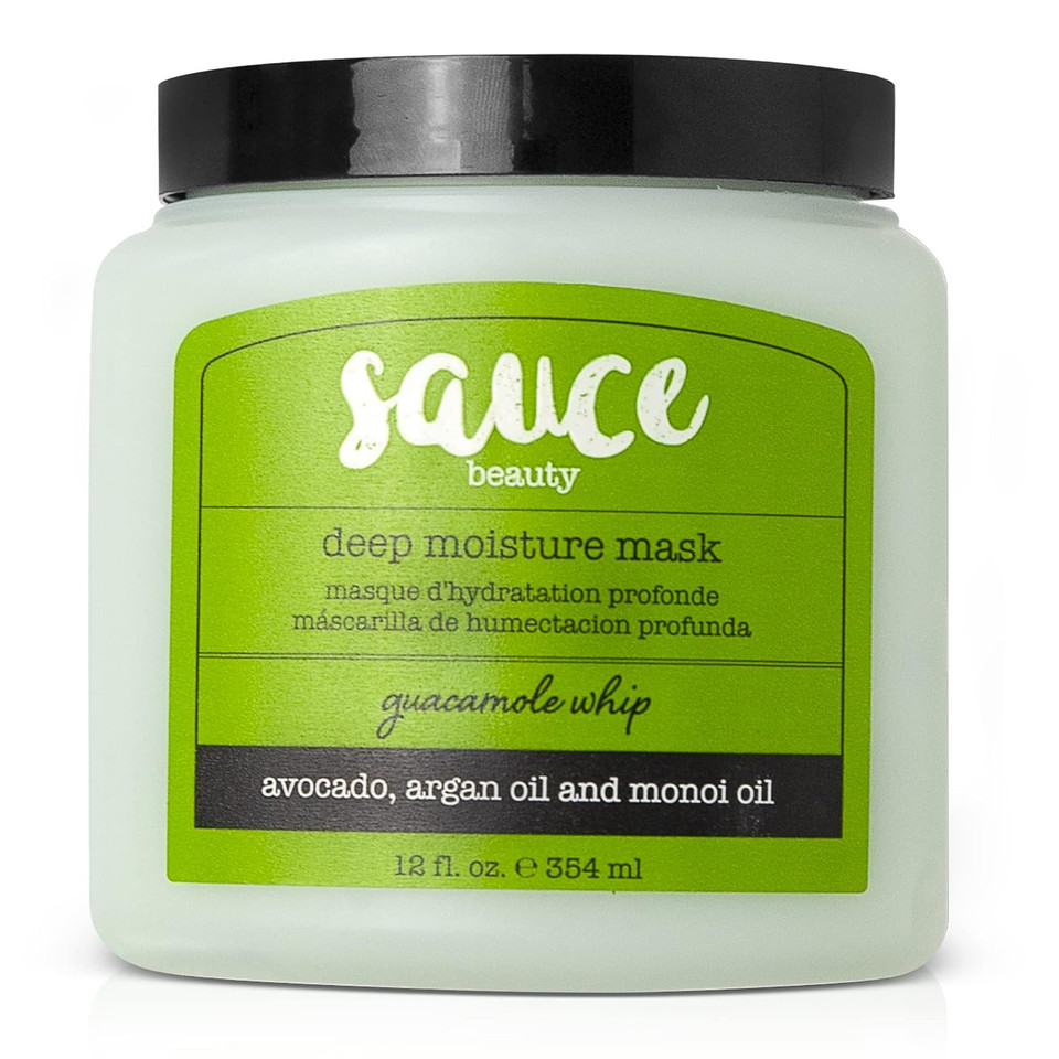 Sauce Beauty Guacamole Whip Hair Mask - Deep Conditioning Hair Mask For All Hair Types W/Avocado, Honey & Argan Oil - 12 Fl Oz Hair Mask For Dry, Damaged & Frizzy Hair (Guacamole)