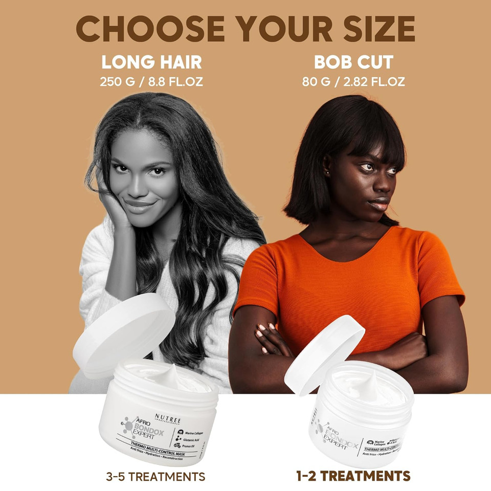 Hair Mask For Damaged Afro Brazilian Bondox - 2.82 Oz Extra Strong Hair Repair Thermal Mask All Types, Especially For Afro 4A 4B 4C - Hair Relaxer With Almond And Shea Oils, Seaweed, Formaldehyde Free