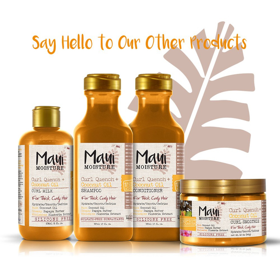 Maui Moisture Curl Quench + Coconut Oil Anti-Frizz Curl-Defining Hair Milk To Hydrate And Detangle Tight Curly Hair, Softening Leave-In Treatment, Vegan, Silicone & Paraben-Free, 8 Fl Oz Maui Moisture Curl Quench + Coconut Oil Anti-Frizz Curl-Defining Hair Milk To Hydrate And Detangle Tight Curly Hair, Softening Leave-In Treatment, Vegan, Silicone & Paraben-Free, 8 Fl Oz