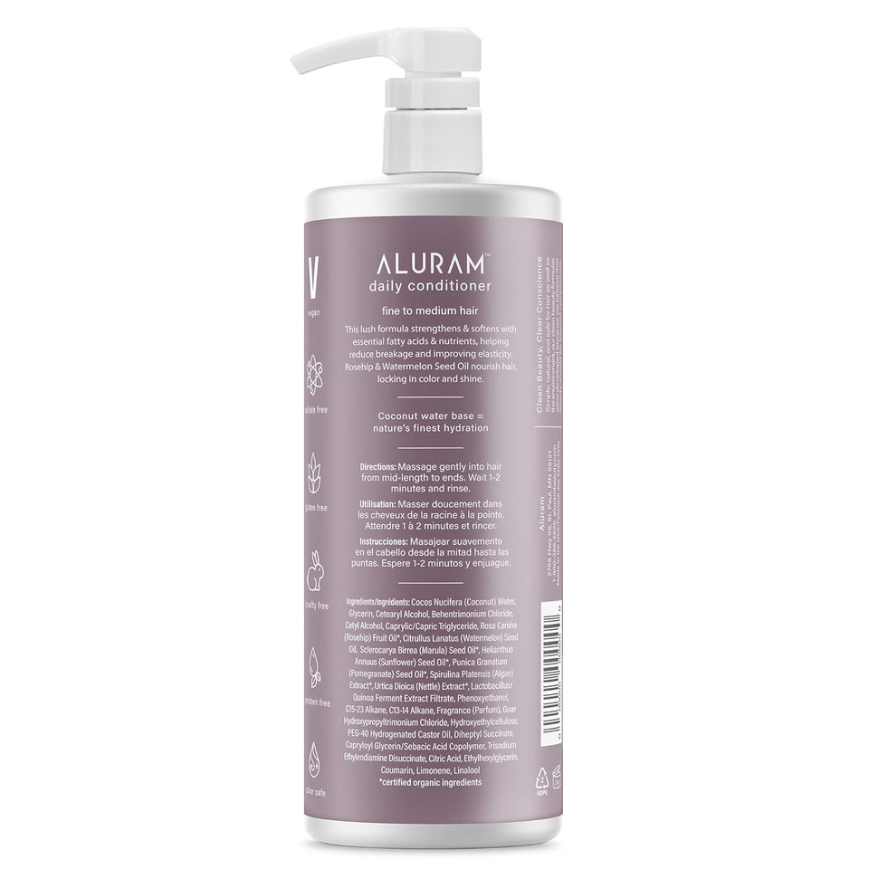 Aluram Coconut Water Based Daily Conditioner For Men & Women - Clean Beauty - Sulfate & Paraben Free