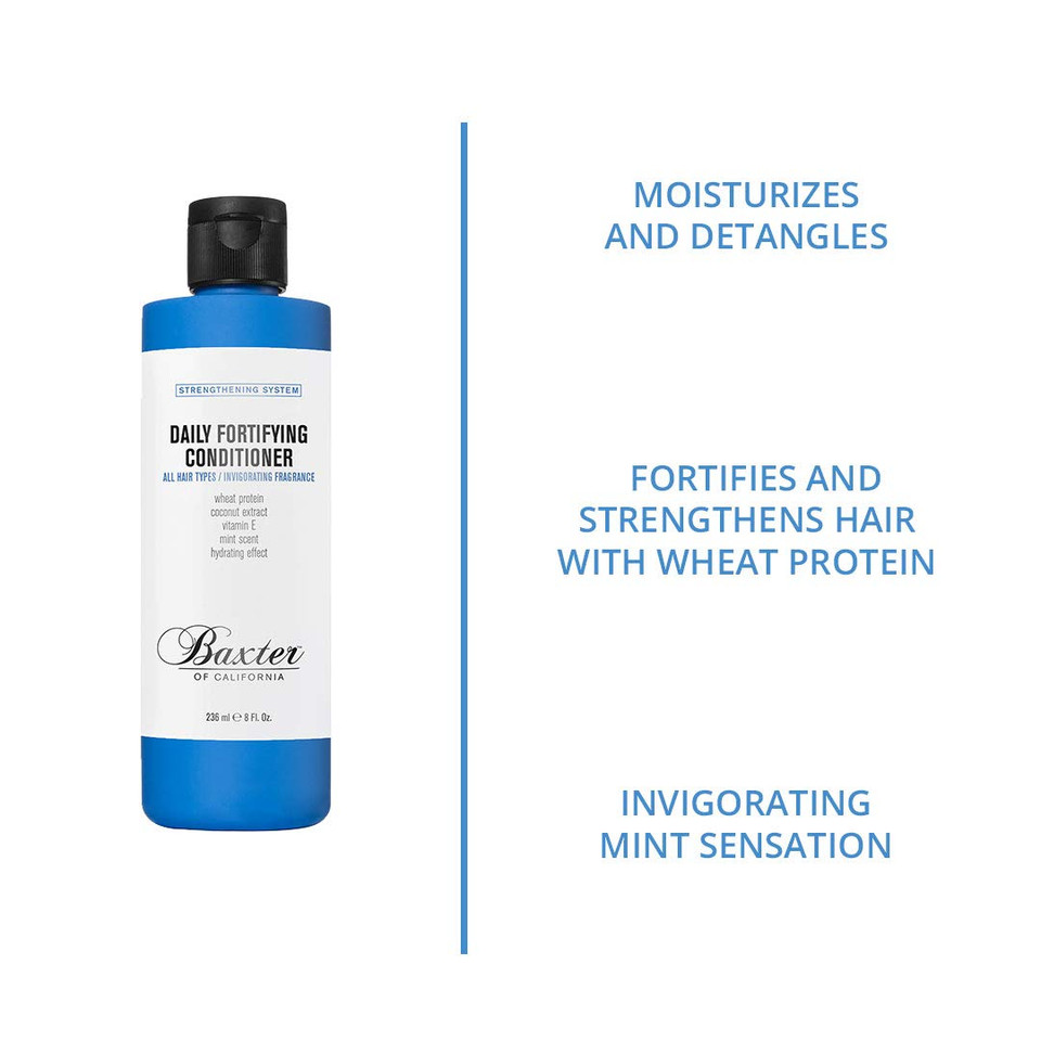 Baxter Of California Daily Fortifying Conditioner For Men | All Hair Types | Moisturizes And Detangles | Fresh Mint Scent | Father'S Day Gift Guide