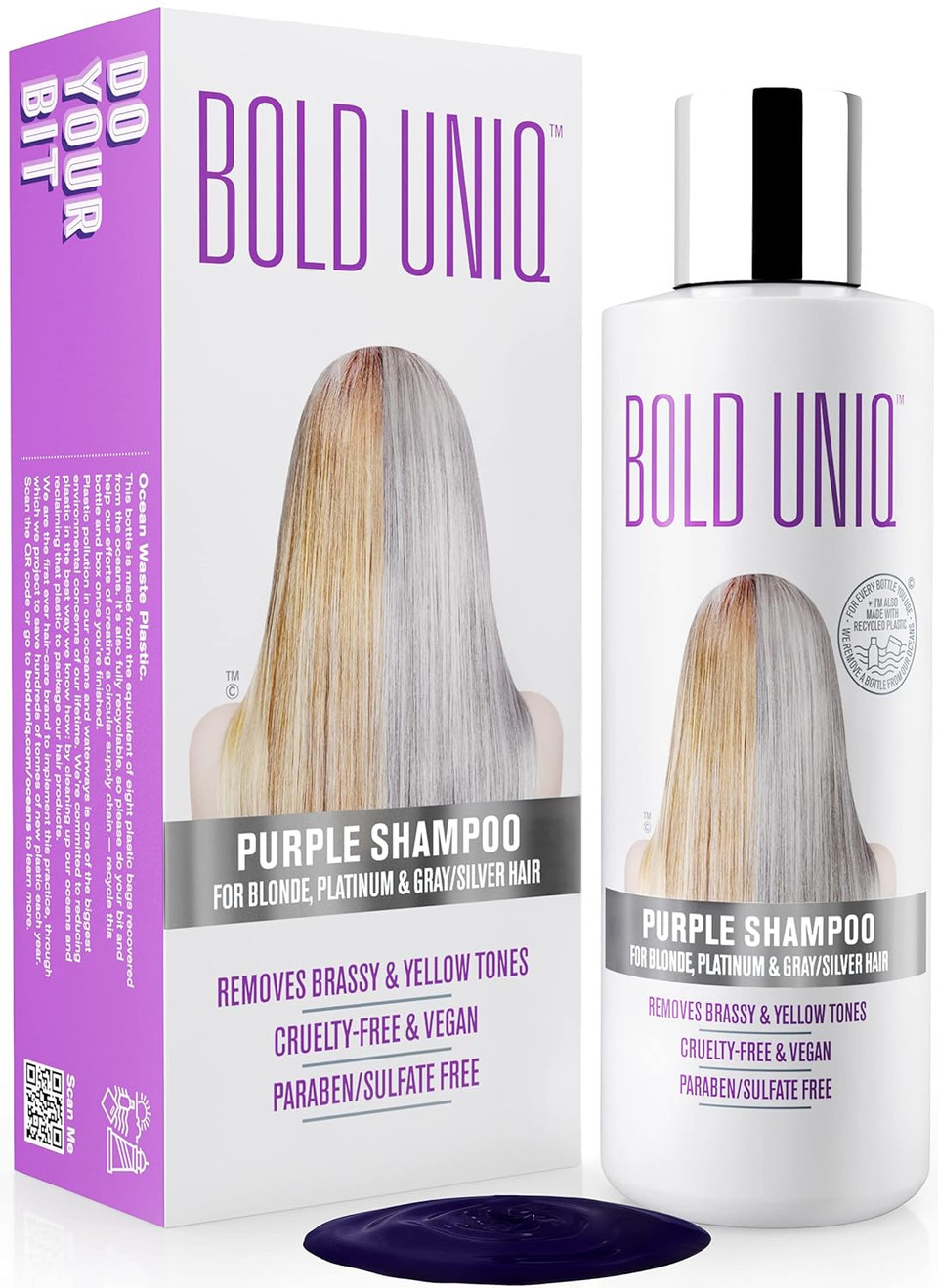 Purple Shampoo, Conditioner & Mask Trio Gift Set. Removes Brassy Yellow Tones. Lightens Blonde, Platinum, Ash, Silver & Grays. Paraben & Sulfate Free. Peta Approved Cruelty-Free And 100% Vegan