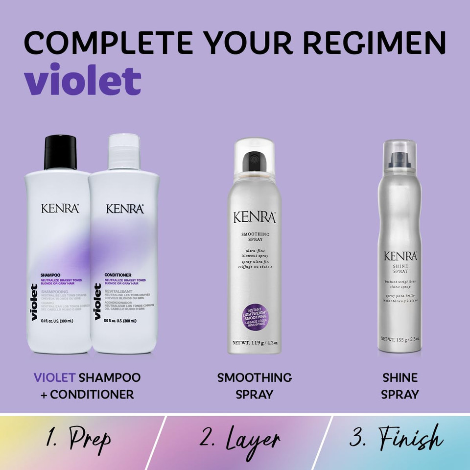 Kenra Violet Shampoo | Eliminates Brassy Tones | Purple Pigment + Deposit | Neutralizes Yellow | Moisturizes Processed Hair | Enhances Vibrancy Of Blonde Or Gray Hair | Color Safe Kenra Violet Shampoo | Eliminates Brassy Tones | Purple Pigment + Deposit | Neutralizes Yellow | Moisturizes Processed Hair | Enhances Vibrancy Of Blonde Or Gray Hair | Color Safe