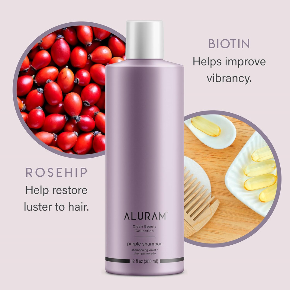 Aluram Coconut Water Purple Shampoo For Women, Boosts Brightness, Banishes Brass, For All Hair Types, 12 Fl Oz