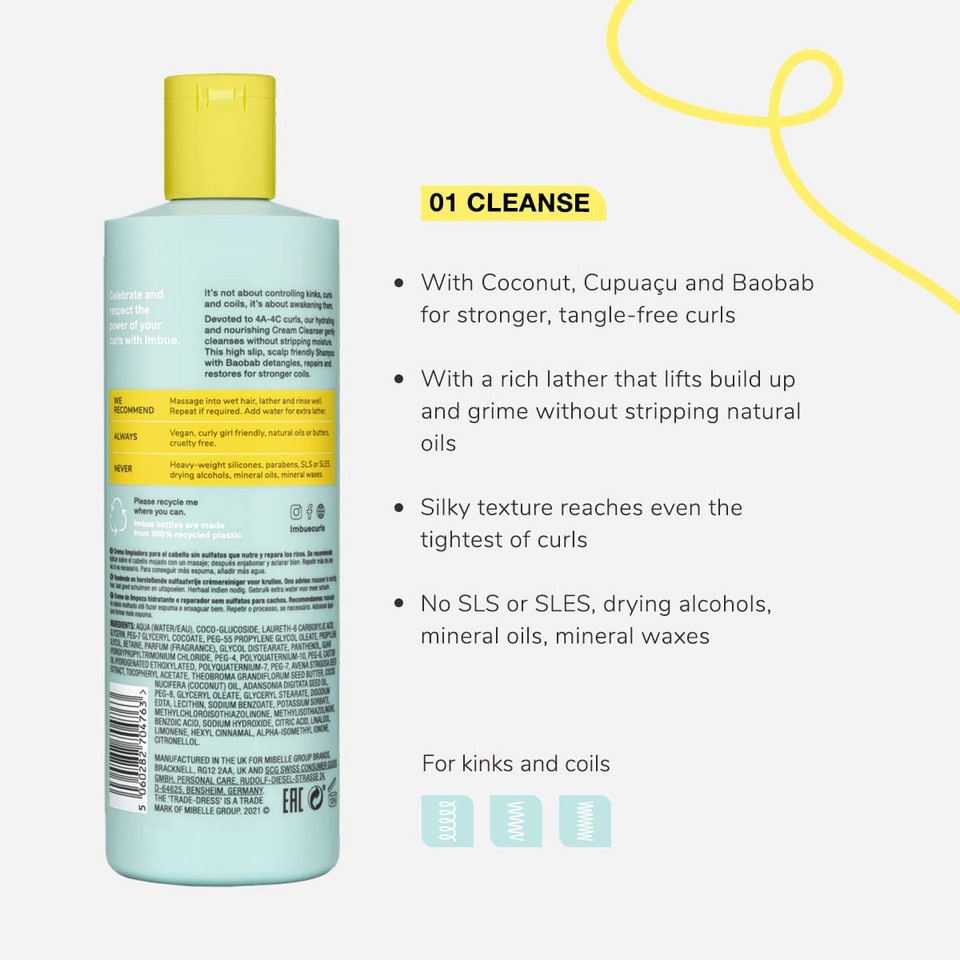 Coil Awakening Sulphate Free Cream Cleanser Shampoo - Curl Enhancing - Curly Hair Products 4A- 4C - Add Moisture And Hydrate Your Hair - Curly Girl Method, Daily Shampoo For Curly Hair