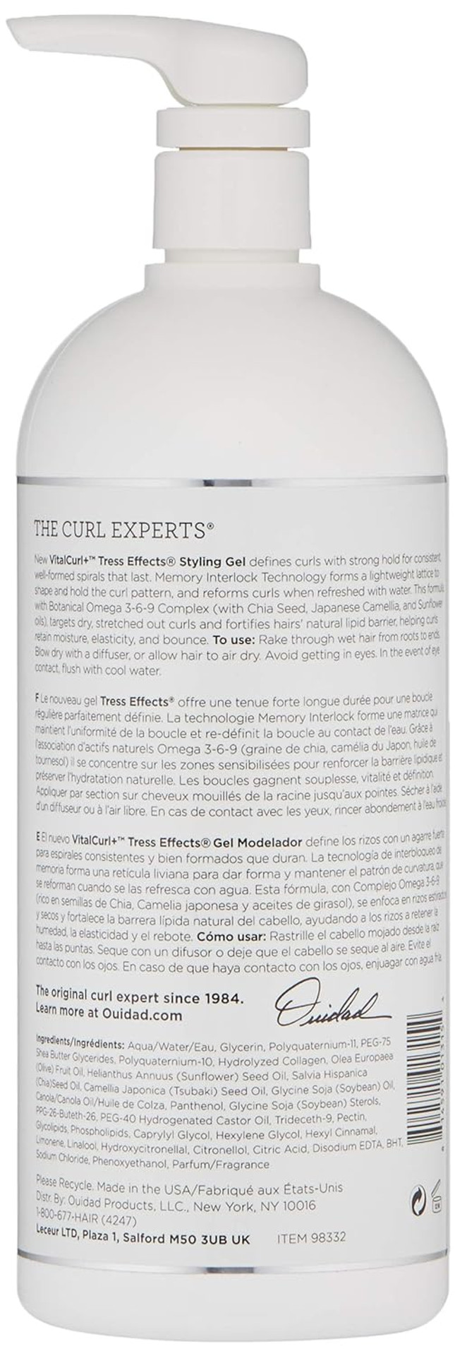 Ouidad Vitalcurl+ Tress Effects Styling Gel, 33.8 Oz