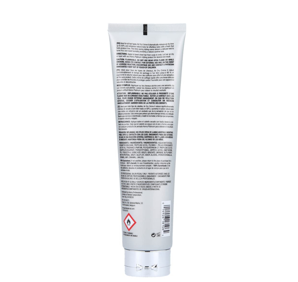 Kenra Platinum Air Dry Crã£Â¨Me 6 | Time-Saving Air Styler | Enhances Natural Body | Tames Frizz With Delicate Hold | Natural, Product Free Finish | All Hair Types