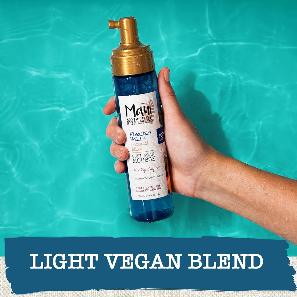 Maui Moisture Flexible Hold + Coconut Milk Curl Foam Mousse, For Curly Hair Styling, No Drying Alcohols, Parabens Or Silicone, 8.5Oz