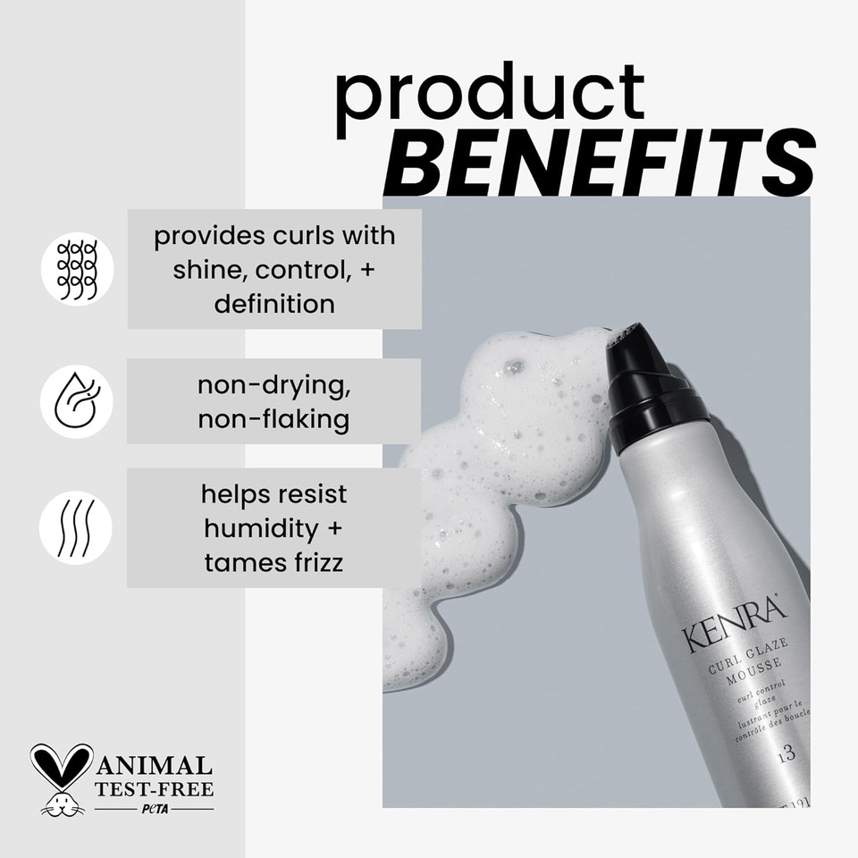 Kenra Curl Glaze Mousse 13 | Curl Control Glaze | Provides Frizz Control & Humidity Resistance | All Hair Types Kenra Curl Glaze Mousse 13 | Curl Control Glaze | Provides Frizz Control & Humidity Resistance | All Hair Types