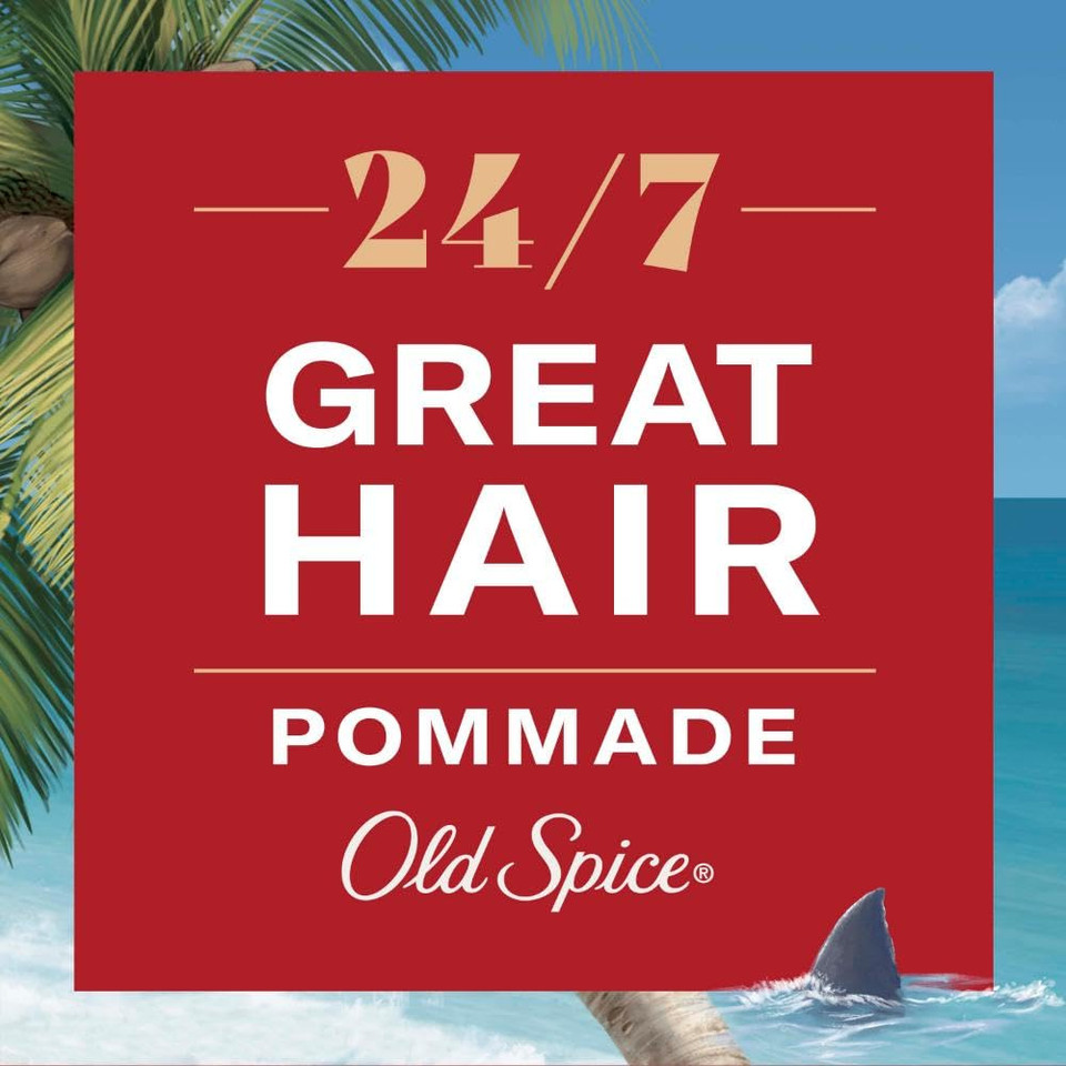 Old Spice Hair Styling Fiji Pomade For Men Flexible Hold Low Shine, 2.22 Oz Each, Twin Pack 4.44 Oz