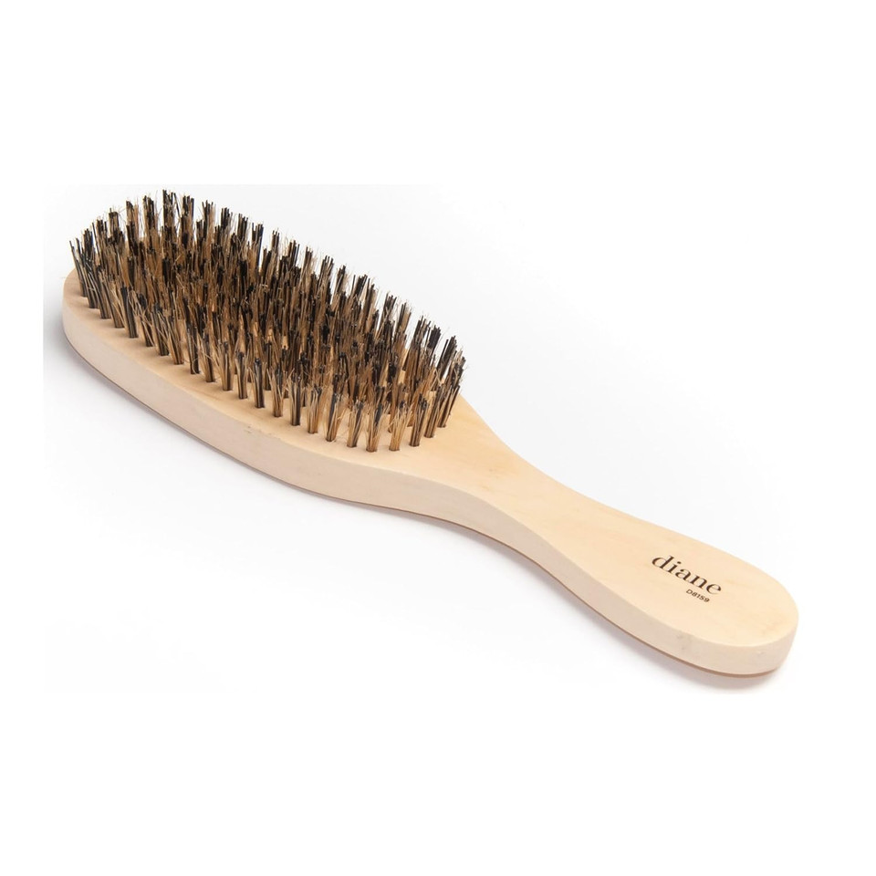 Diane Reinforced Boar Bristle Wave Brush For Men And Barbers  Hard Bristles For Thick To Coarse Hair  Use For Detangling, Smoothing, Wave Styles, Restore Shine And Texture