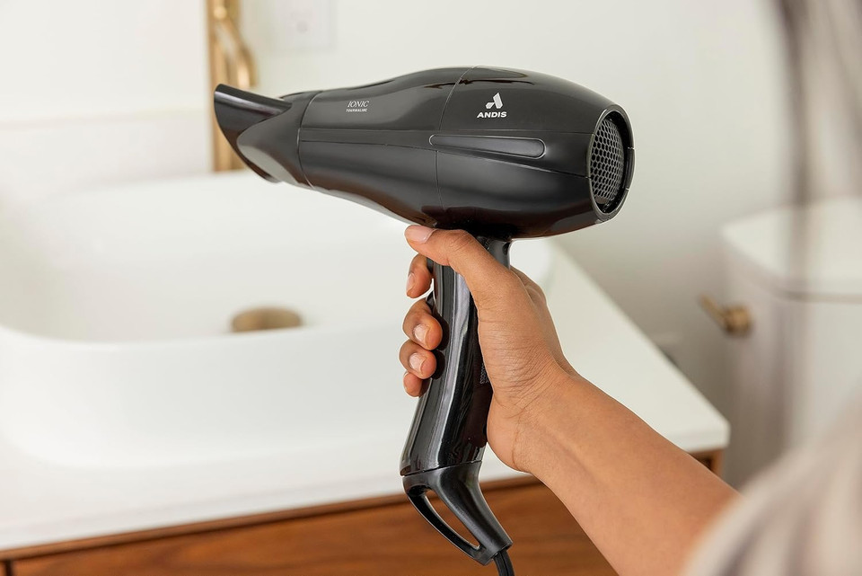 Andis 84030 Pro Dry Elite 1875 Watt Multi-Setting Tourmaline Ionic Styling Hair Dryer, 3 Heat And 2 Speed Settings, Styling Attachment, Extra-Long 8-Foot Cord, Black