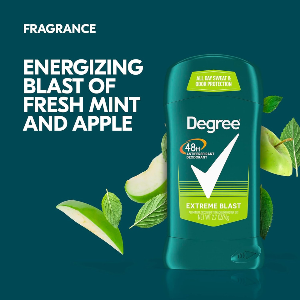 Degree Men Original Antiperspirant Deodorant For Men, Pack Of 6, 48-Hour Sweat And Odor Protection, Extreme Blast 2.7 Oz