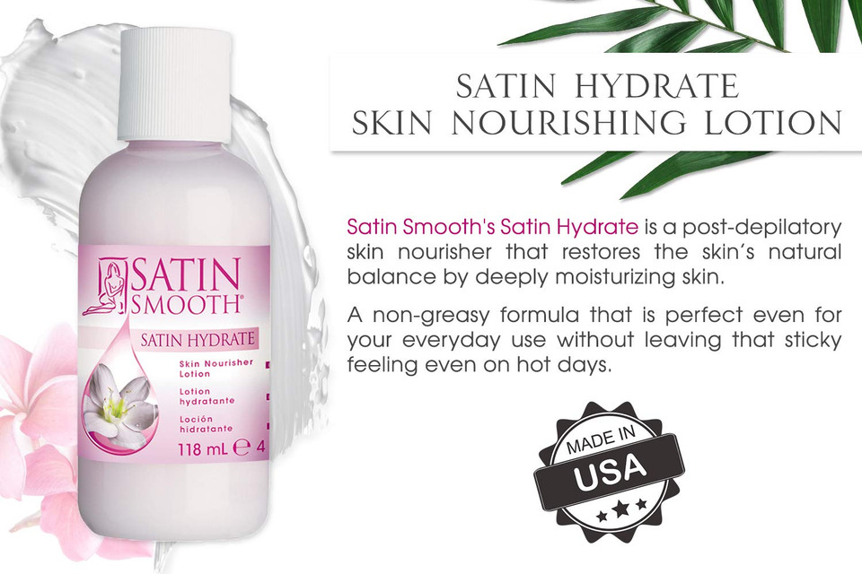 Satin Hydrate Skin Nourisher Lotion Post Waxing Treatment (Perfect As Daily Moisturizer) 4 Oz X 2 Packs4 Fl Oz (Pack Of 2)