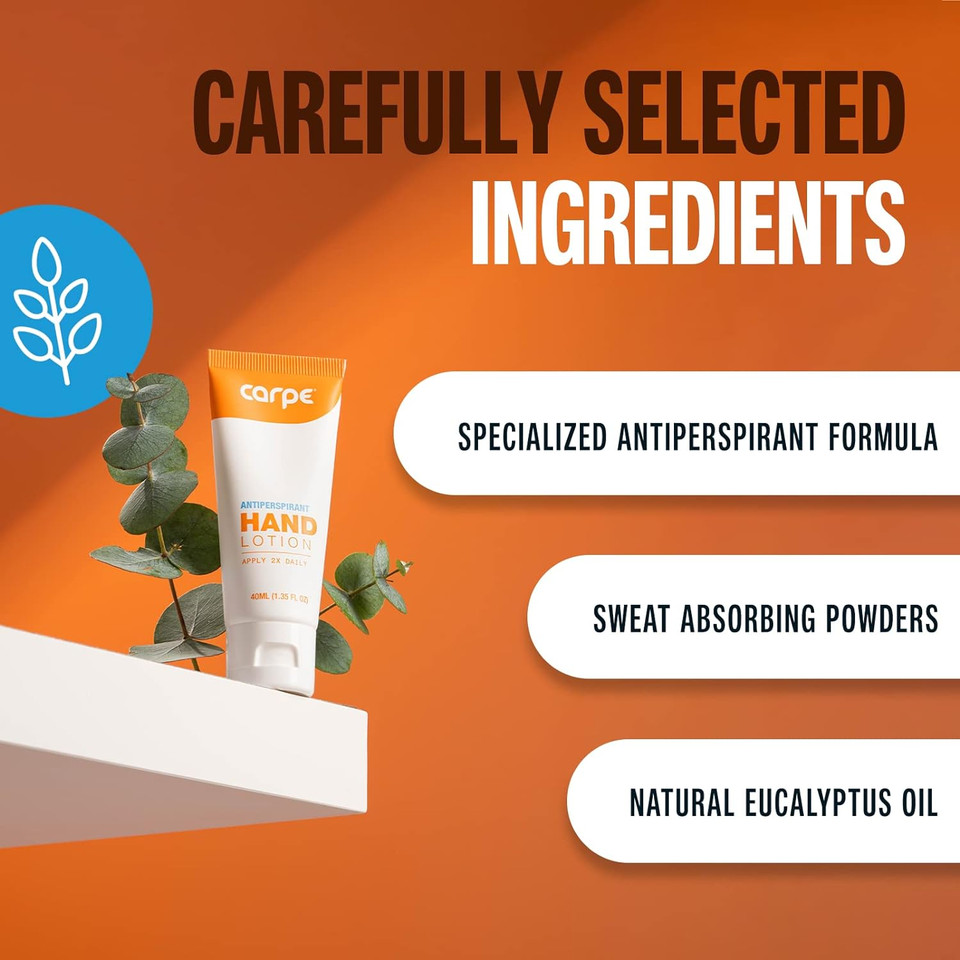 Carpe Antiperspirant Hand Lotion (Pack Of 3), A Dermatologist-Recommended Smooth Lotion That Helps Stop Hand Sweat, Great For Hyperhidrosis Or Excessive Sweat (Original Eucalyptus)