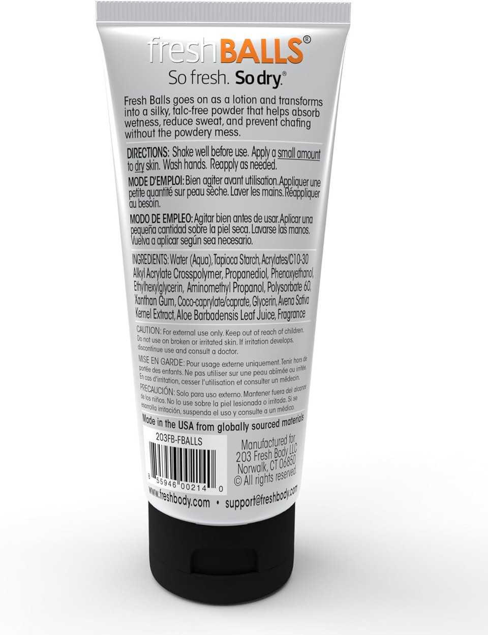 Fresh Balls Deodorant For Men: Anti Chafing Ball Cream To Powder For Menã¢ÂS Groin, Private Parts | Comfort Lotion Is Aluminum-Free & Talc-Free, 3.4 Oz