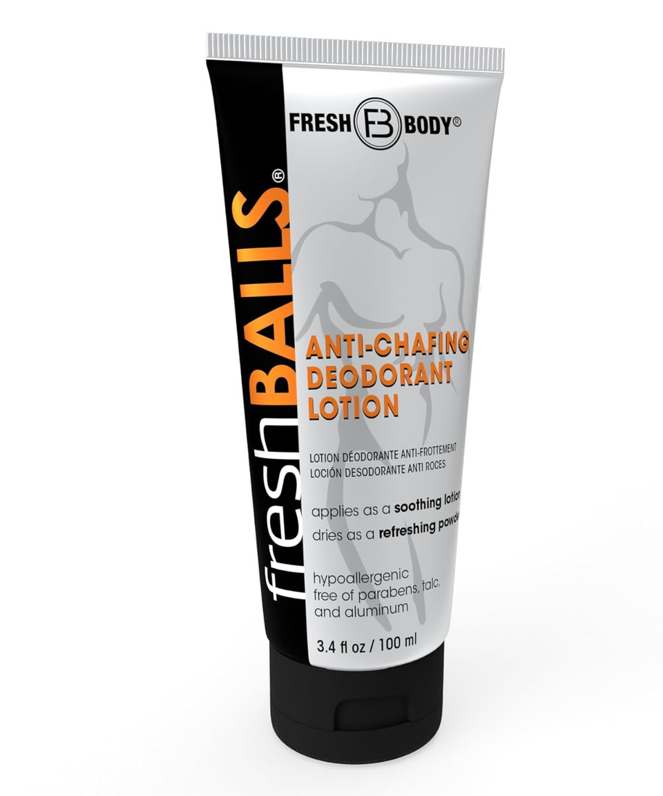 Fresh Balls - Men'S Anti-Chafing Soothing Cream To Powder - Ball Deodorant And Hygiene For Groin Area - The Original Anti Chafe Lotion For Men, 3.4 Fl Oz