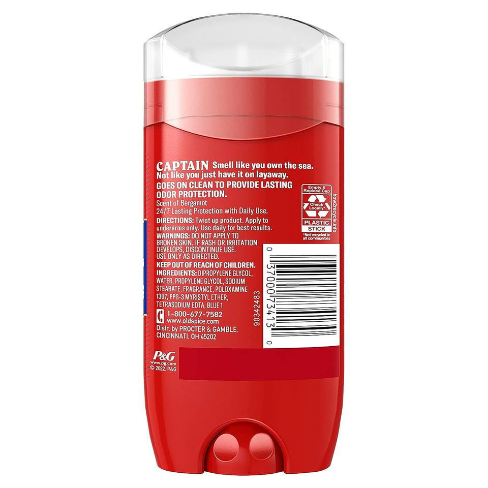 Old Spice Red Collection Deodorant For Men, Captain Scent, 3 Ct, 3Oz Each, 9Oz Total