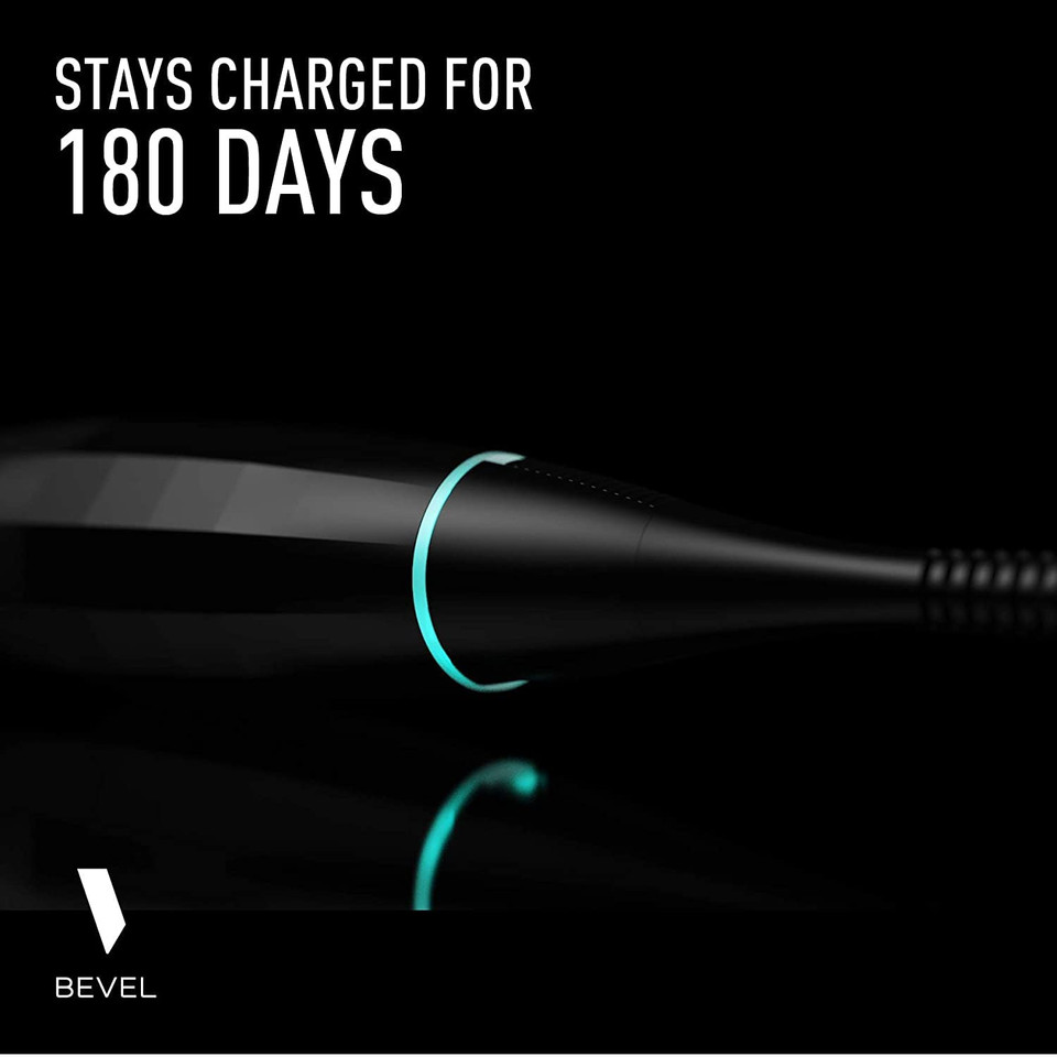 Bevel Beard Trimmer For Men - Black Edition Cordless Trimmer, 8 Hour Rechargeable Battery Life, Tool Free Adjustable Zero Gapped Blade, Barber Supplies, Mustache Trimmer