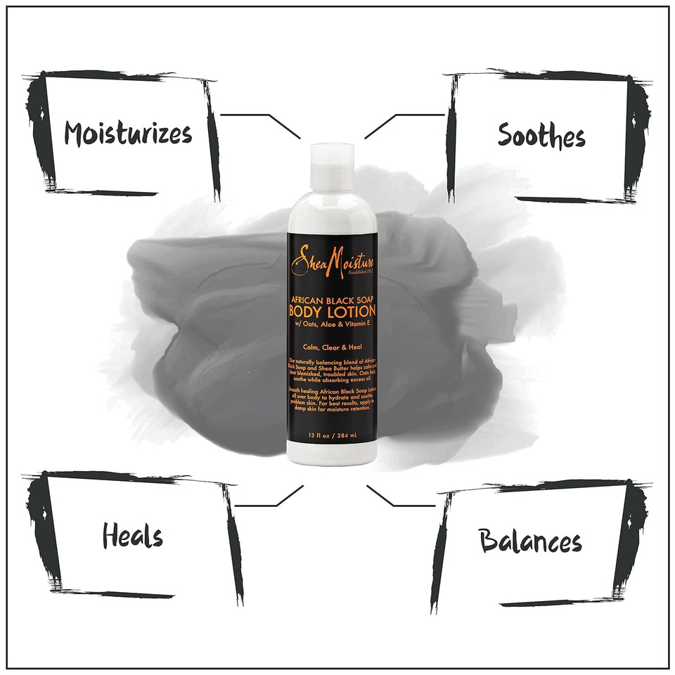 Sheamoisture Soothing Body Lotion For Troubled Skin African Black Soap Lotion With Shea Butter 13 Oz