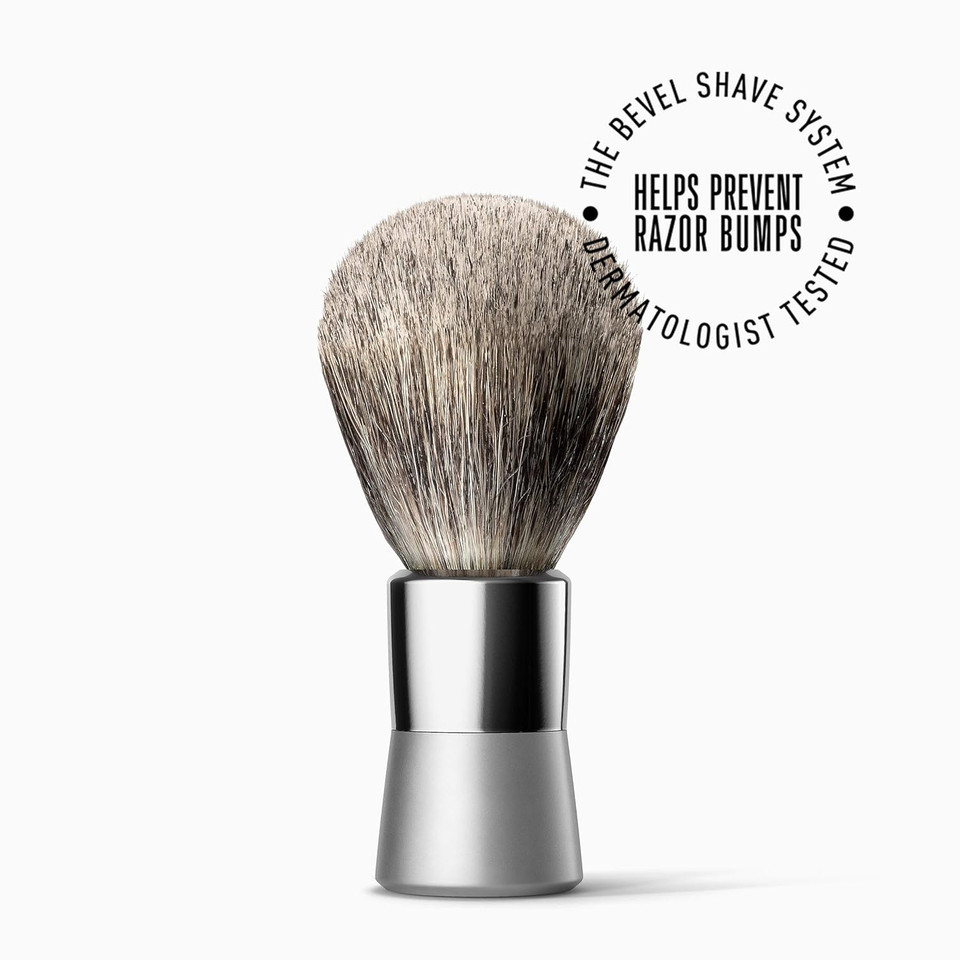 Safety Razor and Shaving Brush Bundle by Bevel - Includes Double Edge Safety Razor for Men & Vegan Hair Brush, Prevents Razor Bumps