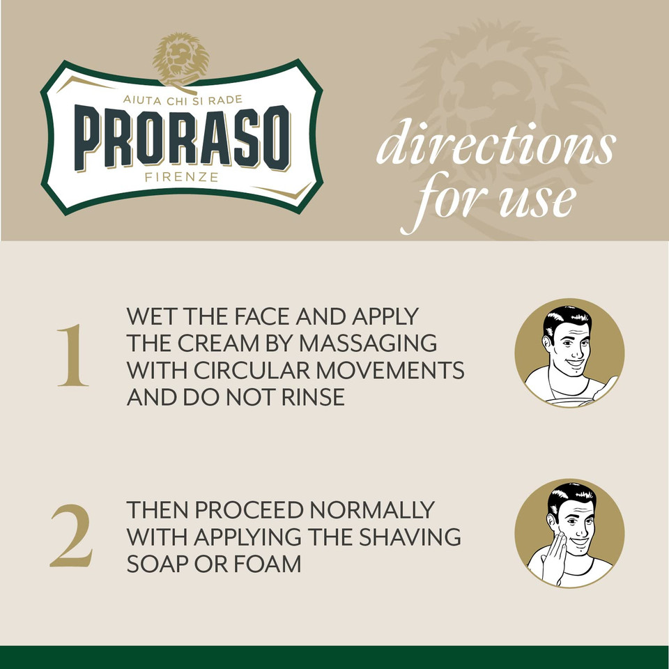 Proraso Pre-Shave Conditioning Cream For Men, Refreshing And Toning With Menthol And Eucalyptus Oil, 3.6 Oz