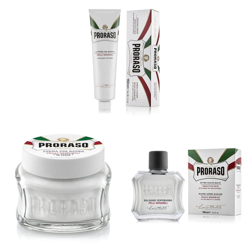 Proraso Sensitive Shaving Kit, Formula With Green Tea And Oatmeal