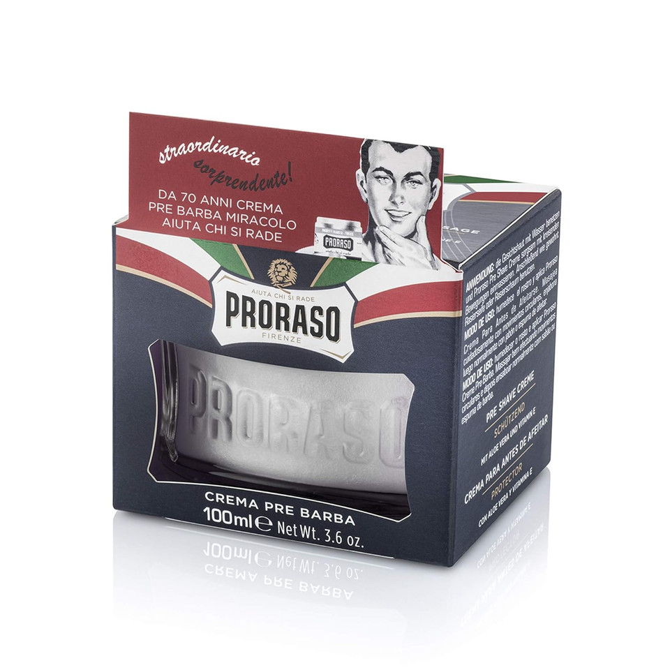 Proraso Pre-Shave Conditioning Cream For Men, Protective Formula For Dry Skin With Vitamin E And Aloe Vera, 3.6 Oz