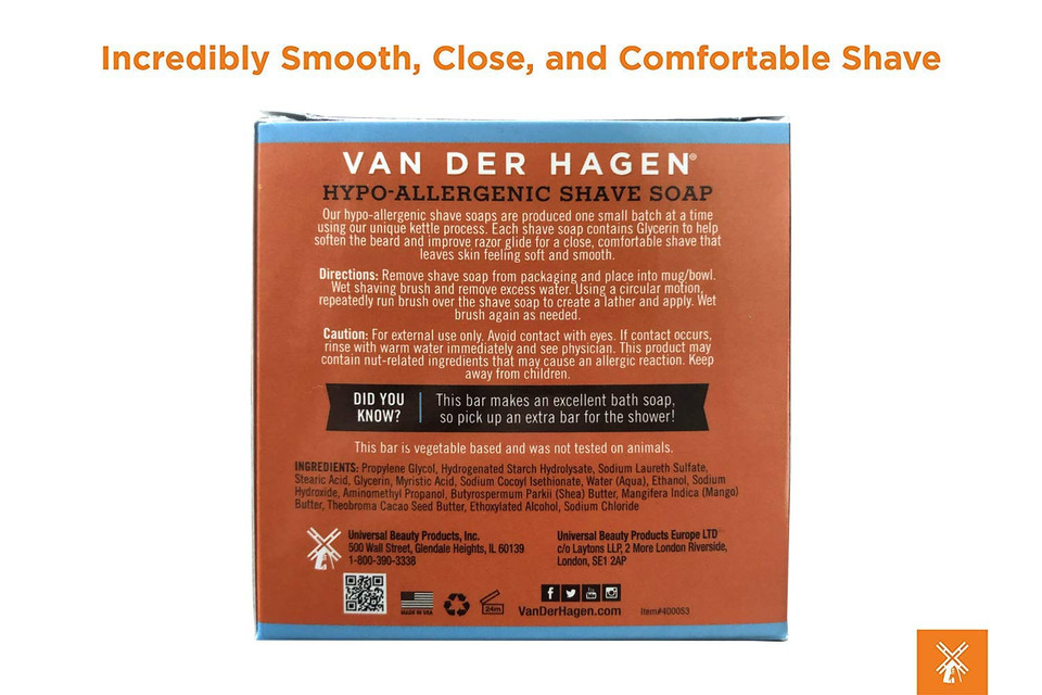 Van Der Hagen Men'S Luxury Fragrance Free Shave Soap (Pack Of 3)