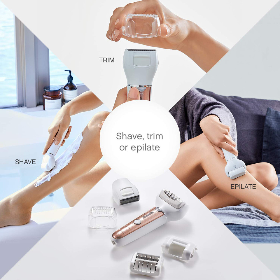 Panasonic, Cordless Shaver Epilator For Women With 5 Attachments Gentle Wetdry Hair Removal For Legs Underarms Bikini Face Esel7Ap, White, 1 Count Panasonic, Cordless Shaver Epilator For Women With 5 Attachments Gentle Wetdry Hair Removal For Legs Underarms Bikini Face Esel7Ap, White, 1 Count