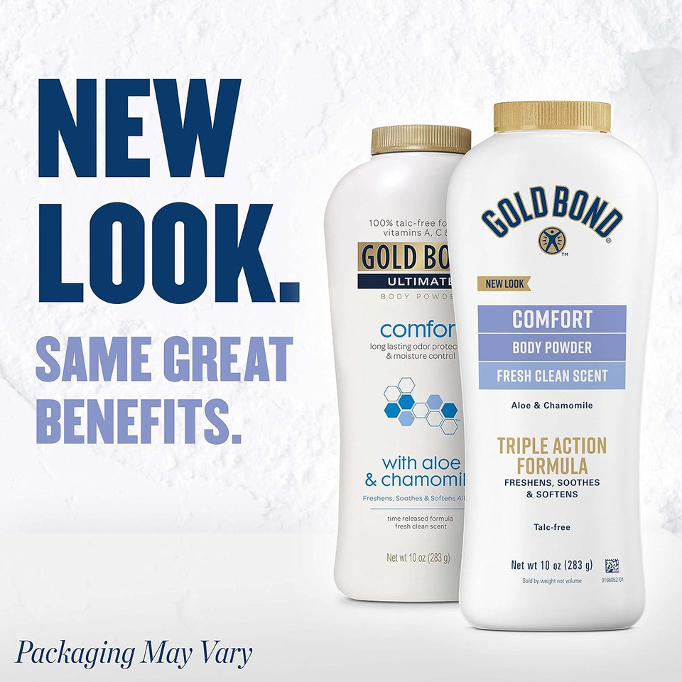Gold Bond Comfort Body Powder, 10 Oz., Talc-Free, Fresh Clean Scent With Aloe & Chamomile