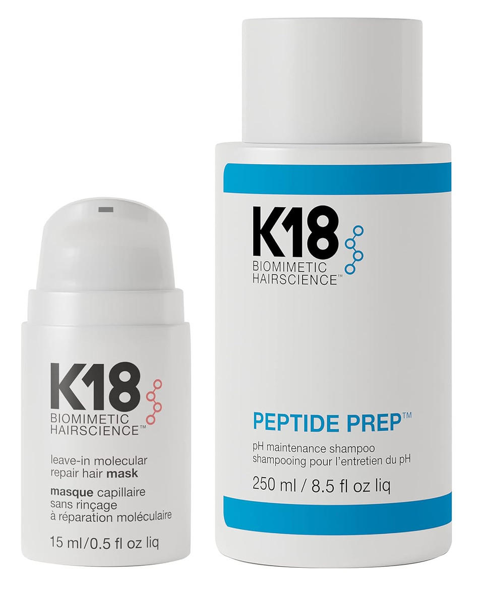 K18 Cleanse And Repair Leave-In Repair Hair Mask(15Ml), 4-Minute Speed Treatment And Peptide Prep Cleansing Ph Maintenance Color Safe Shampoo For Daily Use (8.5Oz)