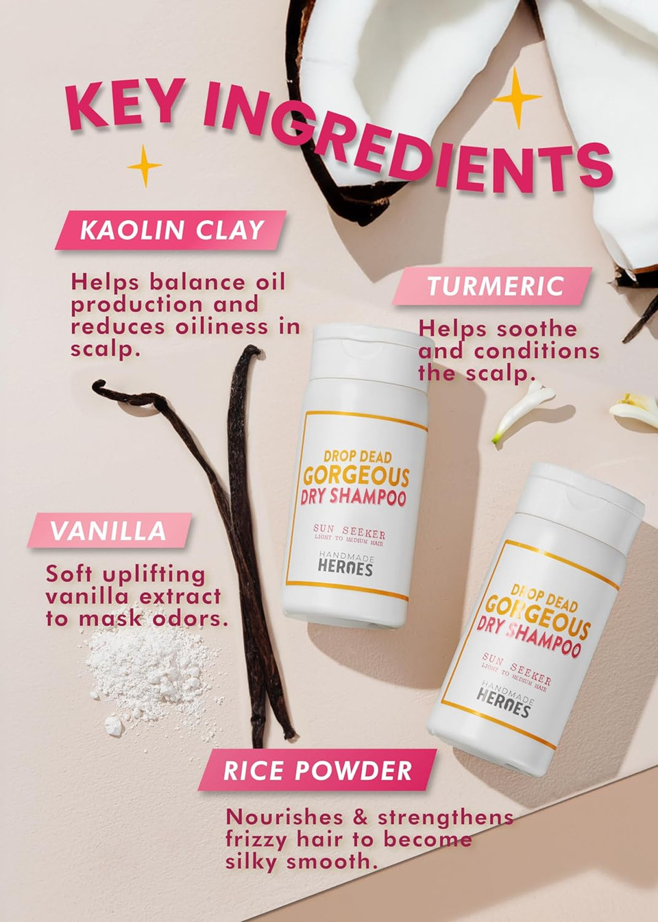 Handmade Heroes Save 11% Dry Shampoo Volume Powder And Brush. Natural Clean And Vegan Ingredients. Sustainable Beauty. For Light And Blonde Hair
