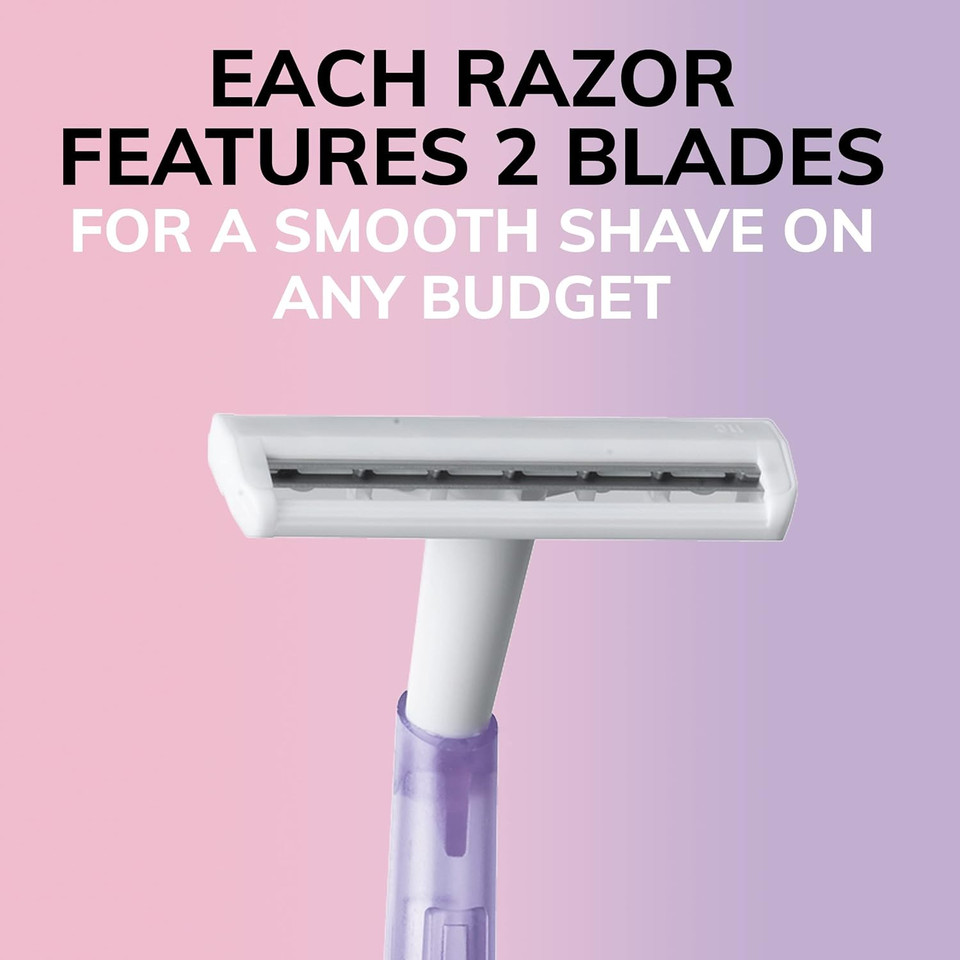 Bic Silky Touch Women'S Disposable Razors, With 2 Blades, Pretty Pastel Razor Handles, 40 Count Value Pack Of Shaving Razors