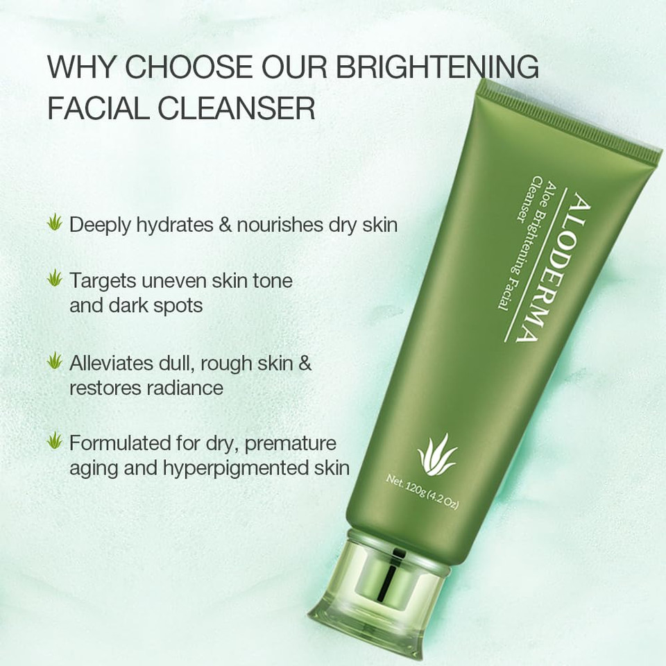 Aloderma Signature Aloe Brightening Set - 5 Pieces - Gel, Cleanser, Toner, Serum, Cream