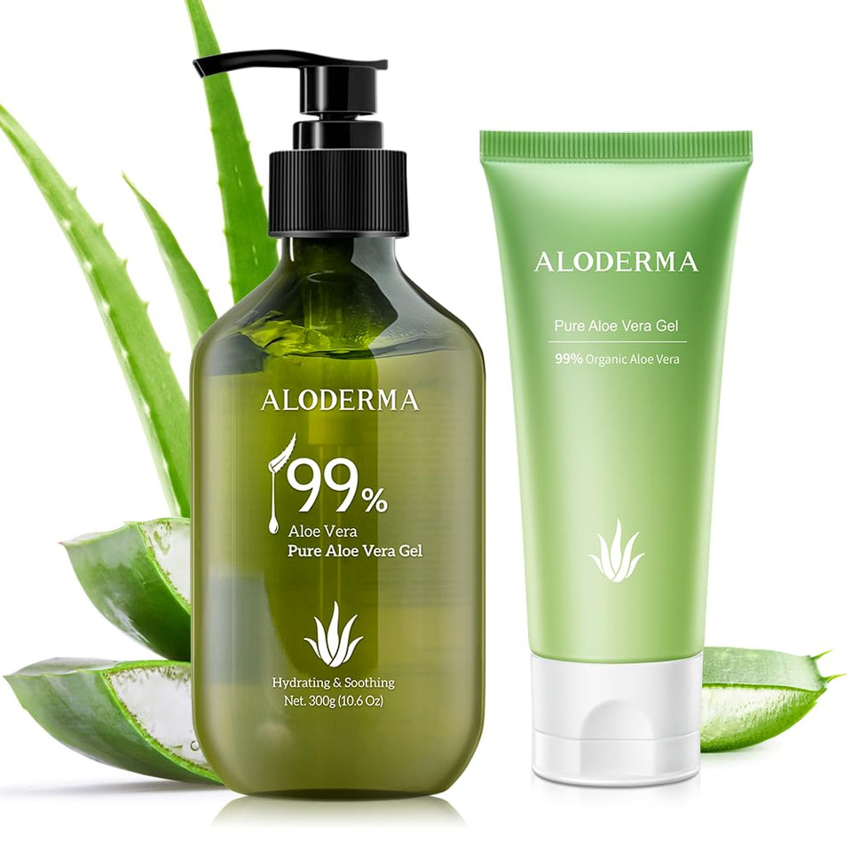 All Purpose Pure Aloe Vera Gels Set - 2 Pieces - 300G Aloe Vera Gel And 114G Aloe Vera Gel