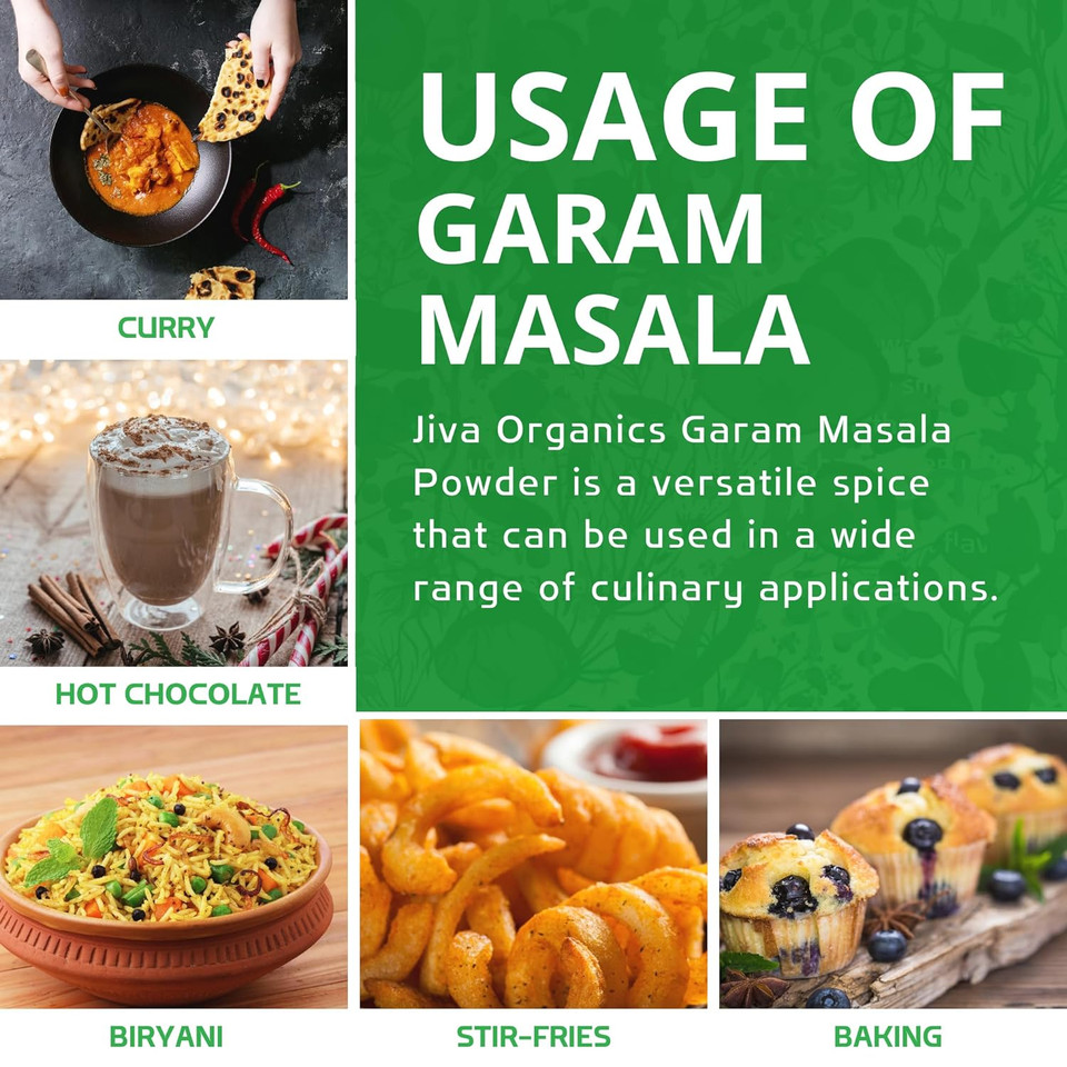 Jiva Organics Organic Garam Masala Powder 7 Ounce - Non-Gmo, Salt Free, Premium Indian Spice Blend