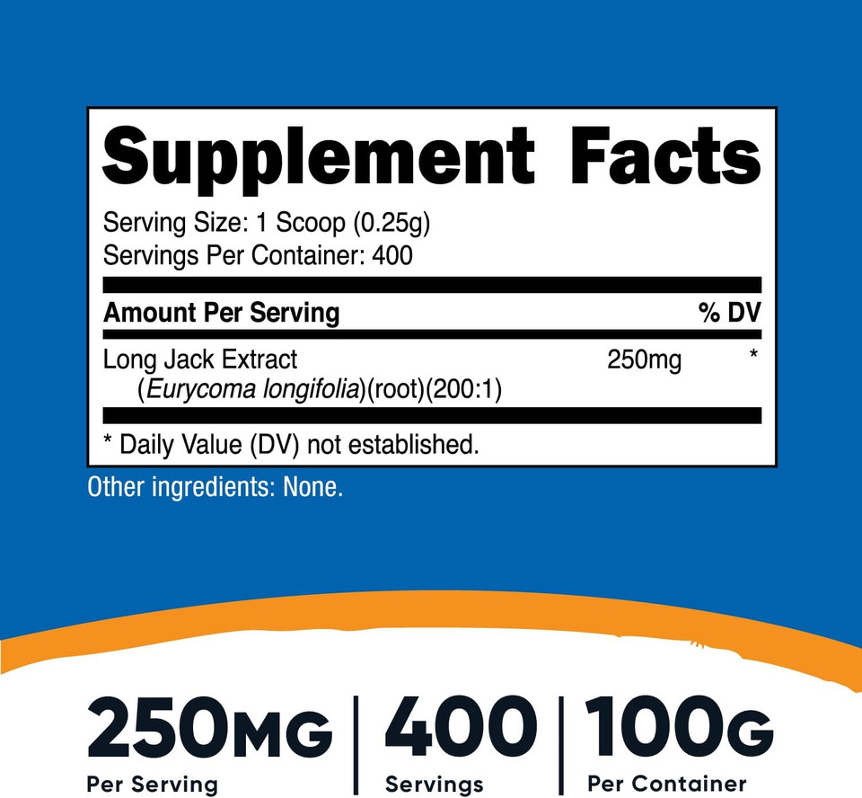 Nutricost Longjack (Eurycoma Longifolia) 100:1 Extract Powder 100 Grams