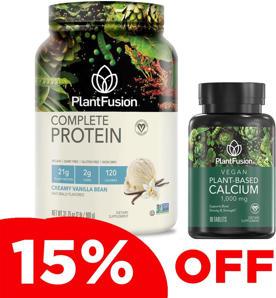 Plantfusion Complete Vegan Protein Powder & Calcium Bundle - Plant Based Protein Powder With Bcaas, Digestive Enzymes And Pea Protein Plantfusion Complete Vegan Protein Powder & Calcium Bundle - Plant Based Protein Powder With Bcaas, Digestive Enzymes And Pea Protein