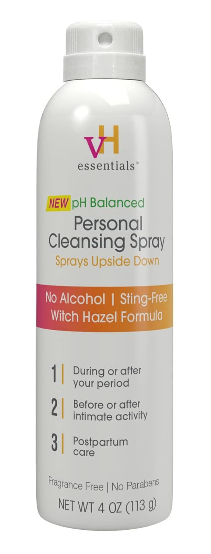 Vh Essentials Daily Feminine Wash - Fragrance Free, Hypoallergenic With Tea Tree Oil & Prebiotic & Personal Cleansing Spray, Ph Balancing Lactic Acid, Sting-Free, Witch Hazel Formula
