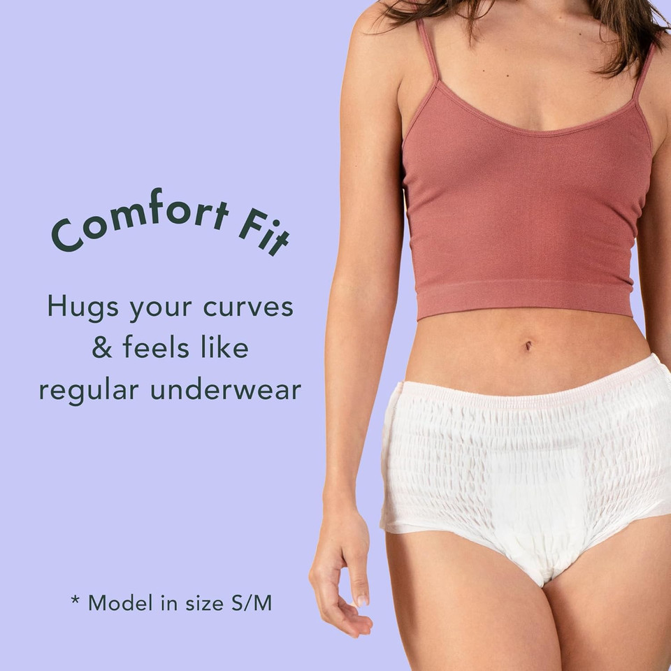 Rael Disposable Underwear For Women, Organic Cotton Cover - Incontinence Pads, Postpartum Essentials, Disposable Underwear, Unscented, Maximum Coverage (Size S-M, 10 Count)