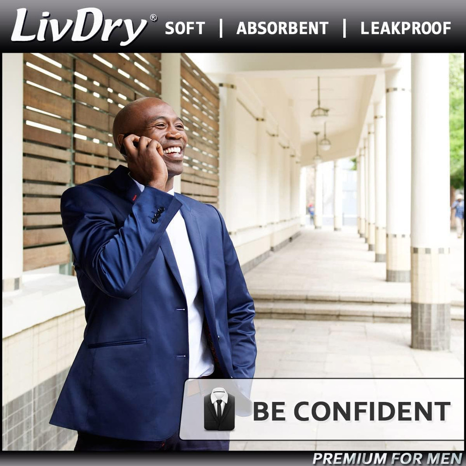 Livdry Adult Incontinence Underwear For Men, Premium Black Series, Ultimate Leak Protection, X-Large 44-Pack