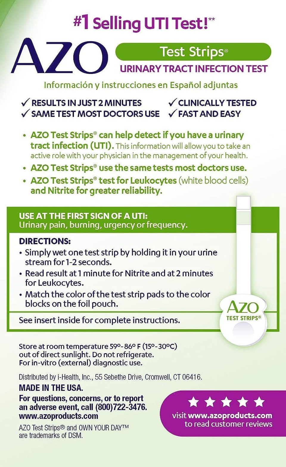 Azo Urinary Pain Relief Maximum Strength (24 Count) Urinary Tract Infection Urinary Tract Infection (Uti) Test Strips, Accurate Results In 2 Minutes, 3 Count